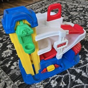 Vintage FISHER PRICE Colorful Kids Toy Garage Playset